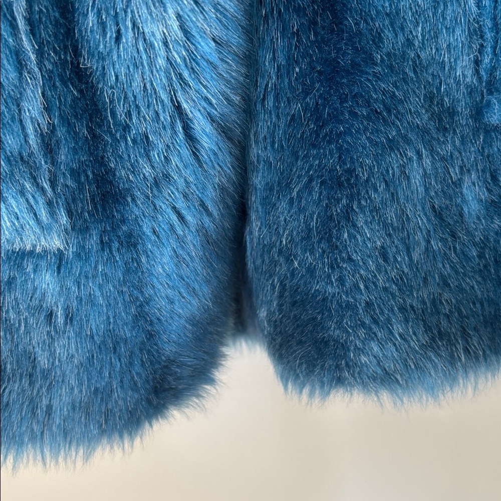 Blue Faux Fur Coat in size small - Picture 4 of 5